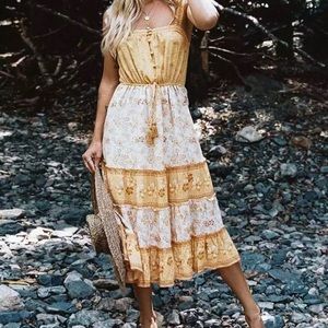 Boho Midi button up Dress